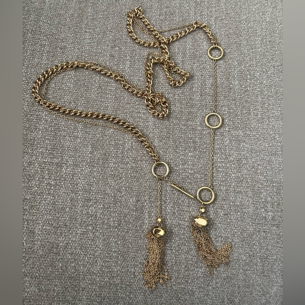 ✨ST. JOHN Vintage Metal Dual Chain & Tassel Embellished Logo Toggle Belt RARE